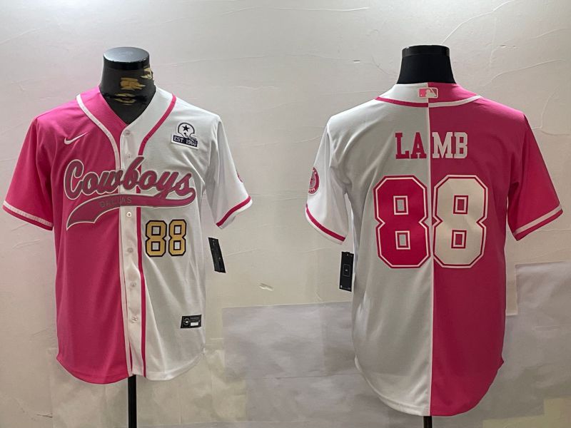 Men Dallas Cowboys #88 Lamb white pink Joint Name 2024 Nike Limited NFL Jersey style 5